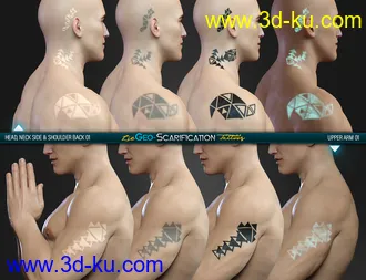 3D打印模型LIE Geo Scarification Tattoos Bundle for Genesis 8的图片
