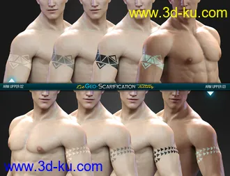 LIE Geo Scarification Tattoos Bundle for Genesis 8模型的图片31