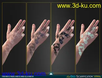LIE Geo Scarification Tattoos Bundle for Genesis 8模型的图片34