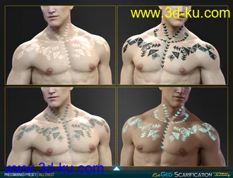 LIE Geo Scarification Tattoos Bundle for Genesis 8模型的图片41