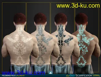 3D打印模型LIE Geo Scarification Tattoos Bundle for Genesis 8的图片
