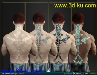3D打印模型LIE Geo Scarification Tattoos Bundle for Genesis 8的图片