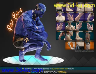3D打印模型LIE Geo Scarification Tattoos Bundle for Genesis 8的图片