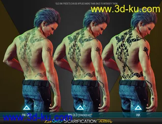 3D打印模型LIE Geo Scarification Tattoos Bundle for Genesis 8的图片