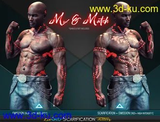 3D打印模型LIE Geo Scarification Tattoos Bundle for Genesis 8的图片