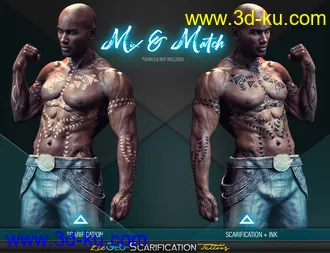 LIE Geo Scarification Tattoos Bundle for Genesis 8模型的图片49