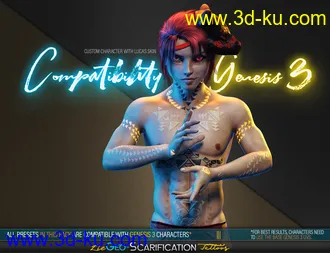 LIE Geo Scarification Tattoos Bundle for Genesis 8模型的图片50