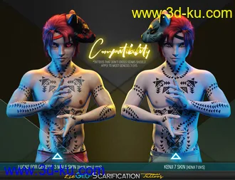 3D打印模型LIE Geo Scarification Tattoos Bundle for Genesis 8的图片