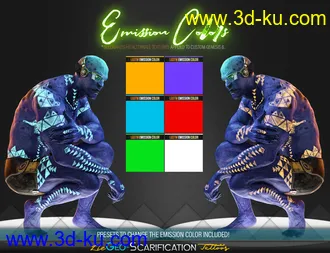 LIE Geo Scarification Tattoos Bundle for Genesis 8模型的图片54