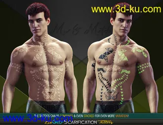 3D打印模型LIE Geo Scarification Tattoos Bundle for Genesis 8的图片