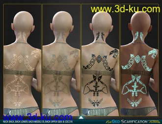 3D打印模型LIE Geo Scarification Tattoos Bundle for Genesis 8的图片