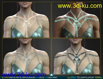 3D打印模型LIE Geo Scarification Tattoos Bundle for Genesis 8的图片