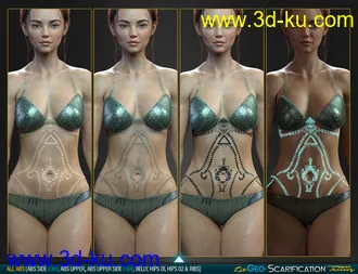 3D打印模型LIE Geo Scarification Tattoos Bundle for Genesis 8的图片