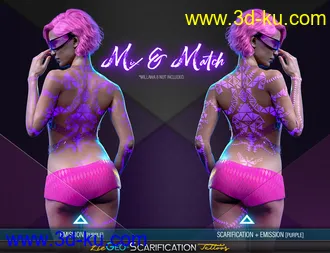 3D打印模型LIE Geo Scarification Tattoos Bundle for Genesis 8的图片