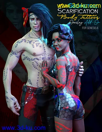 3D打印模型LIE Geo Scarification Tattoos Bundle for Genesis 8的图片