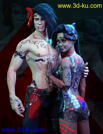 3D打印模型LIE Geo Scarification Tattoos Bundle for Genesis 8的图片