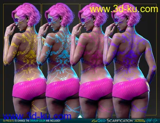 3D打印模型LIE Geo Scarification Tattoos Bundle for Genesis 8的图片