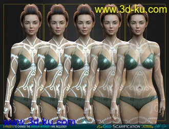 3D打印模型LIE Geo Scarification Tattoos Bundle for Genesis 8的图片