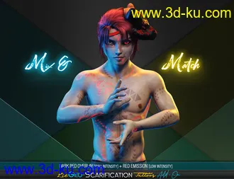 3D打印模型LIE Geo Scarification Tattoos Bundle for Genesis 8的图片