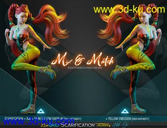 3D打印模型LIE Geo Scarification Tattoos Bundle for Genesis 8的图片