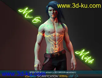 3D打印模型LIE Geo Scarification Tattoos Bundle for Genesis 8的图片