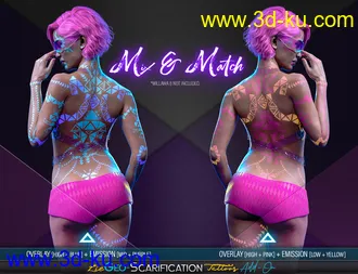 3D打印模型LIE Geo Scarification Tattoos Bundle for Genesis 8的图片