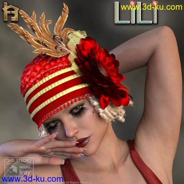 Lili 1920's Flapper Cloche Hat模型的图片1