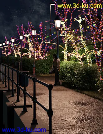 3D打印模型Lit Trees - Trees with Fairy Lights for Iray的图片