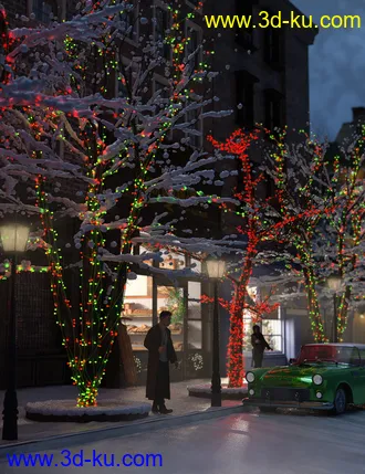 3D打印模型Lit Trees - Trees with Fairy Lights for Iray的图片
