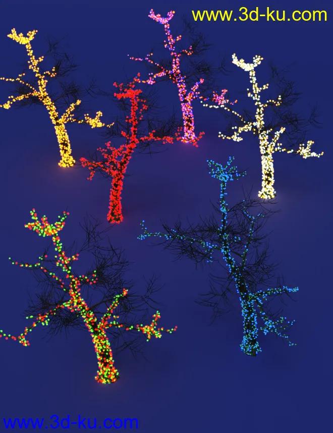 Lit Trees - Trees with Fairy Lights for Iray模型的图片6