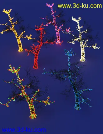 3D打印模型Lit Trees - Trees with Fairy Lights for Iray的图片