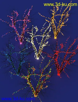 3D打印模型Lit Trees - Trees with Fairy Lights for Iray的图片