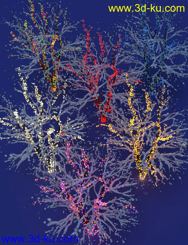 Lit Trees - Trees with Fairy Lights for Iray模型的图片8