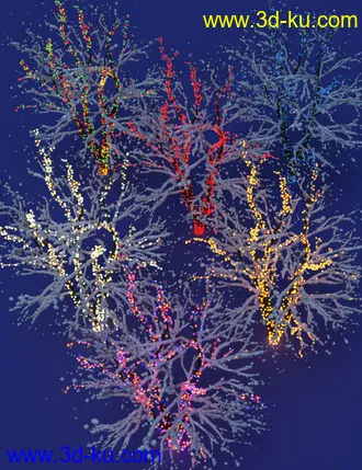3D打印模型Lit Trees - Trees with Fairy Lights for Iray的图片