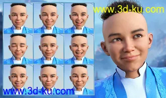 3D打印模型Little Fighter Expressions for Genesis 8.1 Male and Kayden HD 8.1的图片