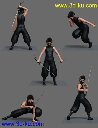 3D打印模型Little Ninja Poses for Kayden HD 8.1的图片