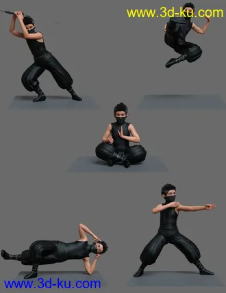 3D打印模型Little Ninja Poses for Kayden HD 8.1的图片
