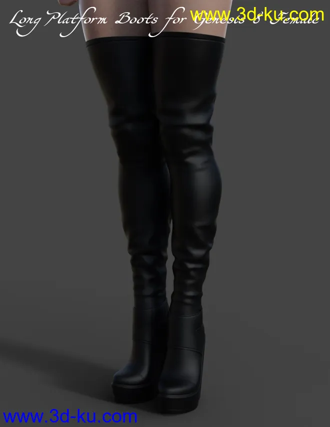 Long Platform Boots for Genesis 8 Female模型的图片1