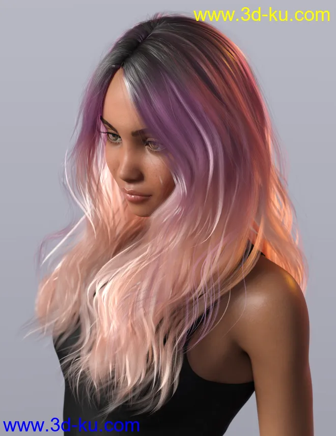 Long Windblown Hair for Genesis 8 and 8.1 Females模型的图片2