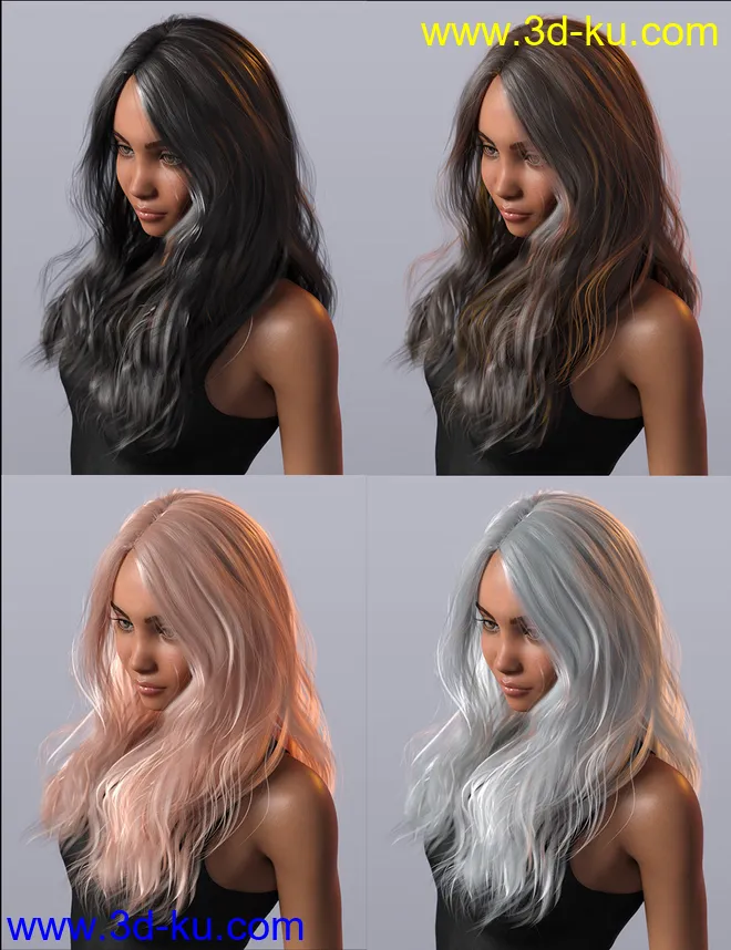 Long Windblown Hair for Genesis 8 and 8.1 Females模型的图片3