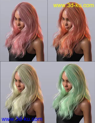 3D打印模型Long Windblown Hair for Genesis 8 and 8.1 Females的图片