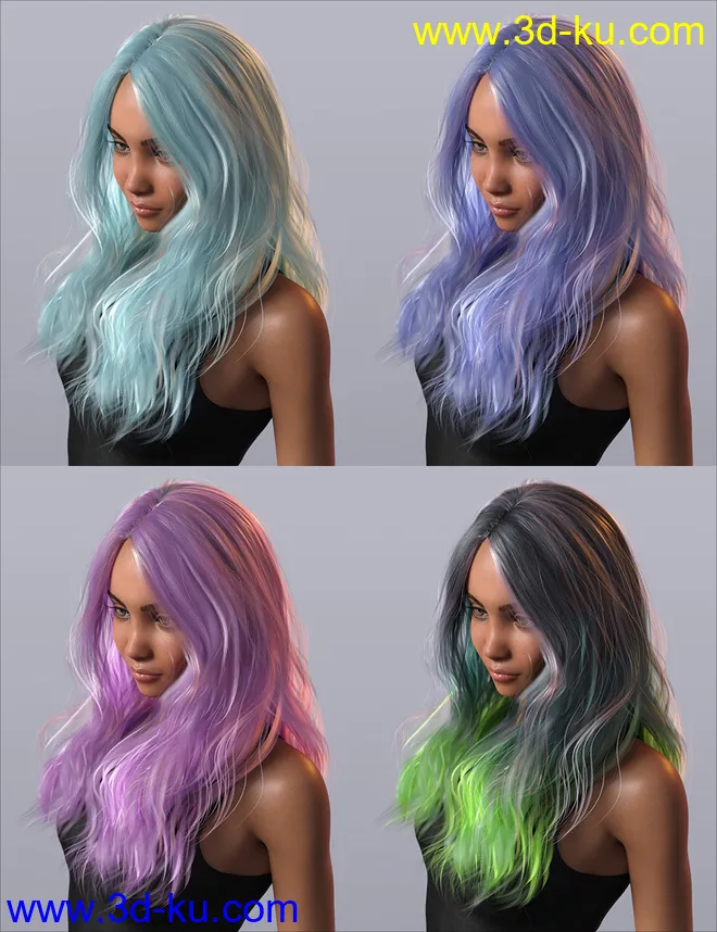 Long Windblown Hair for Genesis 8 and 8.1 Females模型的图片5