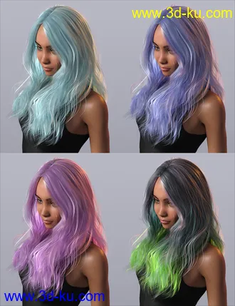 3D打印模型Long Windblown Hair for Genesis 8 and 8.1 Females的图片