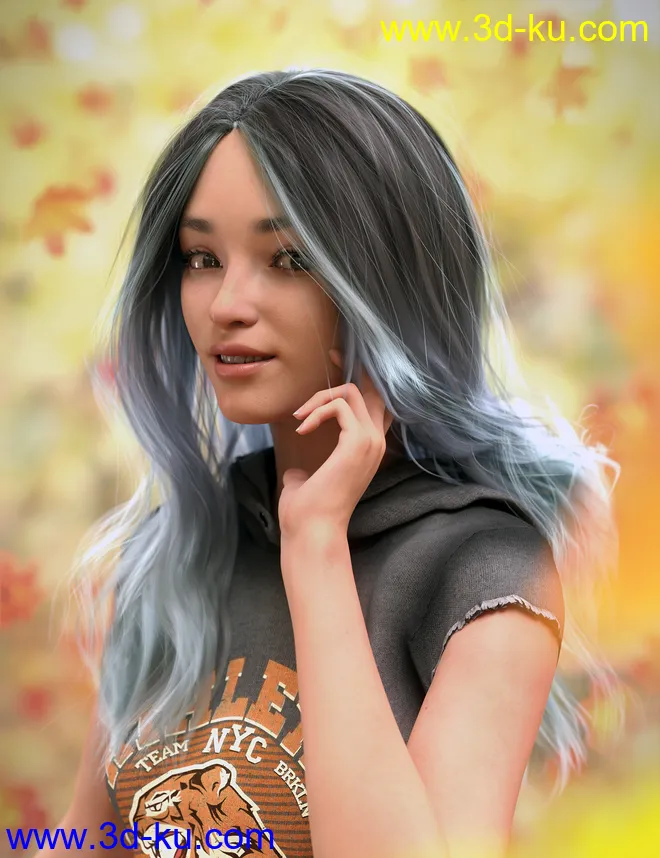Long Windblown Hair for Genesis 8 and 8.1 Females模型的图片8