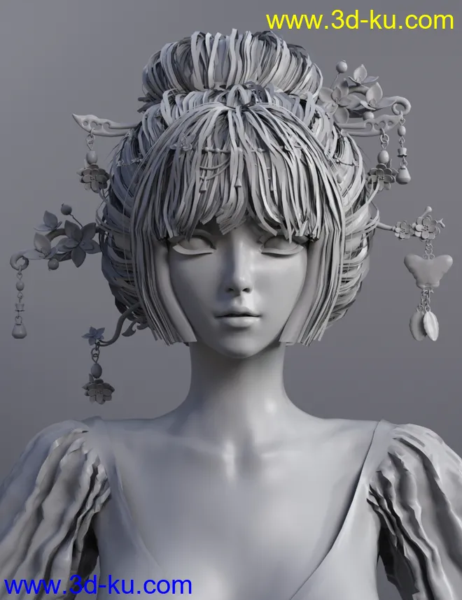Luoqu Hair for Genesis 8.1 Female模型的图片2