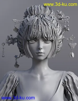 3D打印模型Luoqu Hair for Genesis 8.1 Female的图片