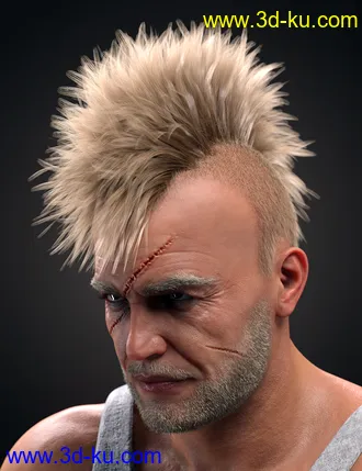 3D打印模型M3D Tough Guy Hair Set Genesis 8.1 Males的图片