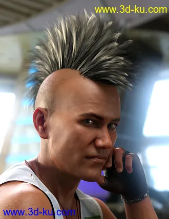 3D打印模型M3D Tough Guy Hair Set Genesis 8.1 Males的图片