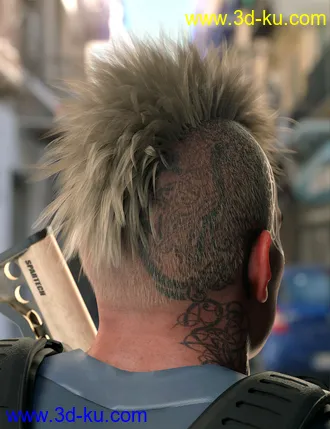 3D打印模型M3D Tough Guy Hair Set Genesis 8.1 Males的图片