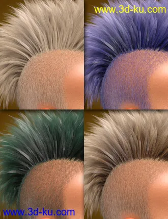3D打印模型M3D Tough Guy Hair Set Genesis 8.1 Males的图片